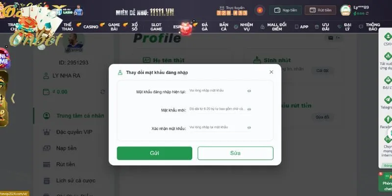 Cập nhật mật khẩu thường xuyên để bảo vệ tài khoản cá cược