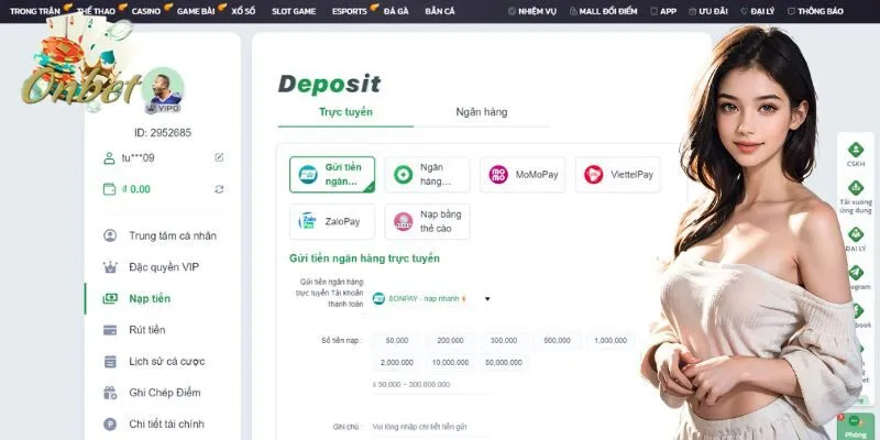 Quy trình giao dịch nạp và rút tiền diễn ra nhanh chóng